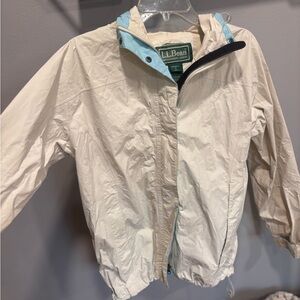L.L. Bean Women's Cream and Blue Rain Jacket